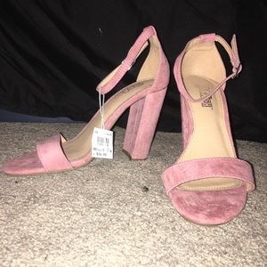 Mauve pink suede chunky heels